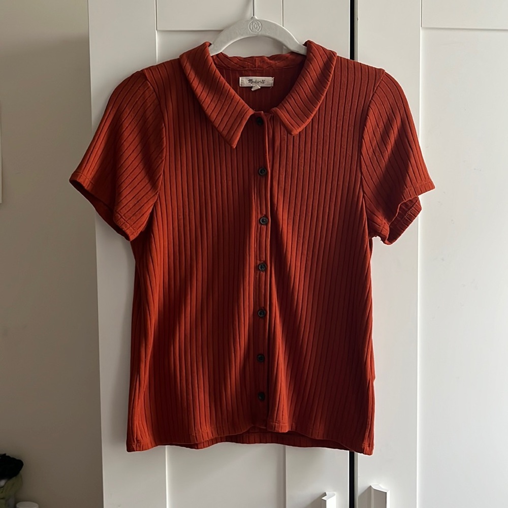 Medium Madewell Burnt Orange Short Sleeve Button Up - Worn Once, Like New